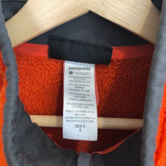 Patagonia Full Zip Fleece Jacket Orange Red Men's Small - Picture 7 of 9